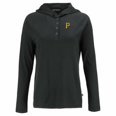 Pittsburgh Pirates Cutter & Buck Women's  Coastline Epic Comfort Eco Recycled Hoodie Raglan Long Sleeve T-Shirt - Black Hoodies