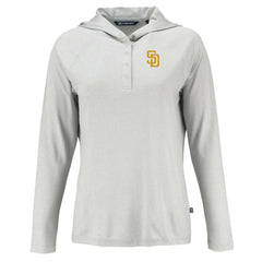 San Diego Padres Cutter & Buck Women's  Coastline Epic Comfort Eco Recycled Hoodie Raglan Long Sleeve T-Shirt - Gray Hoodies