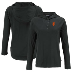 San Francisco Giants Cutter & Buck Women's  Coastline Epic Comfort Eco Recycled Hoodie Raglan Long Sleeve T-Shirt - Black Hoodies