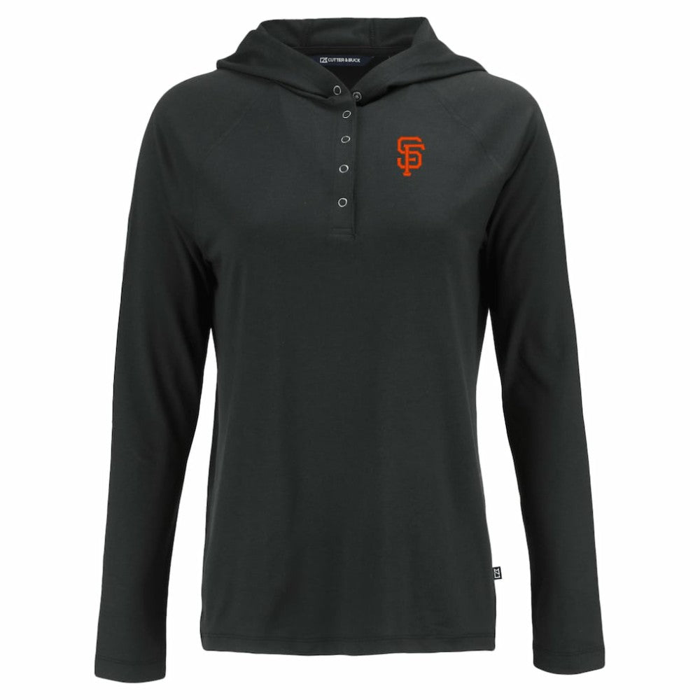 San Francisco Giants Cutter & Buck Women's  Coastline Epic Comfort Eco Recycled Hoodie Raglan Long Sleeve T-Shirt - Black Hoodies