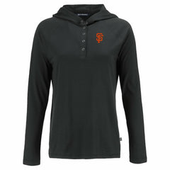 San Francisco Giants Cutter & Buck Women's  Coastline Epic Comfort Eco Recycled Hoodie Raglan Long Sleeve T-Shirt - Black Hoodies