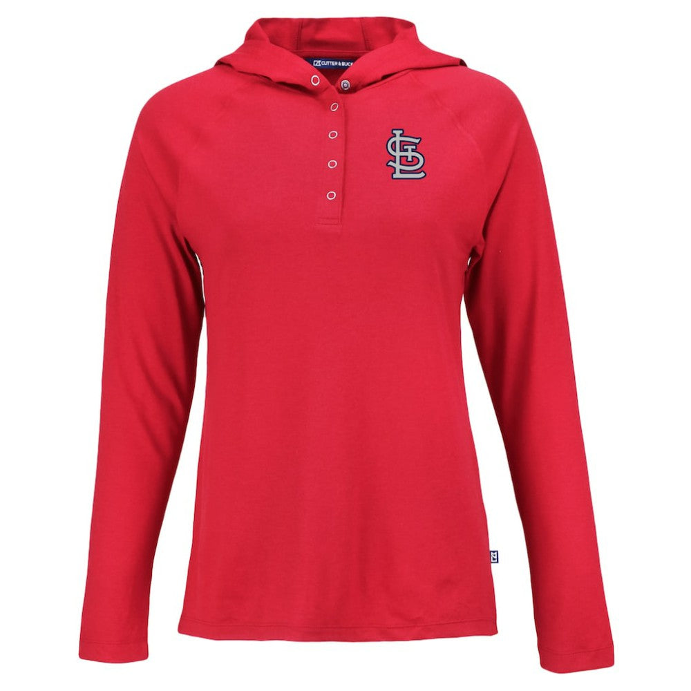 St. Louis Cardinals Cutter & Buck Women's  Coastline Epic Comfort Eco Recycled Hoodie Raglan Long Sleeve T-Shirt - Red Hoodies