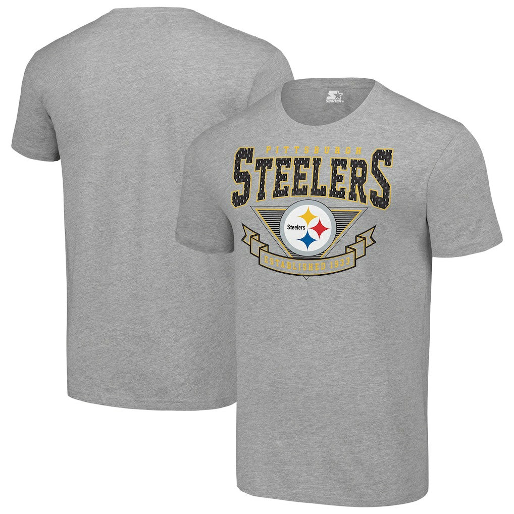 Pittsburgh Steelers Starter 80s Inspired Team Logo T-Shirt Heather Gray
