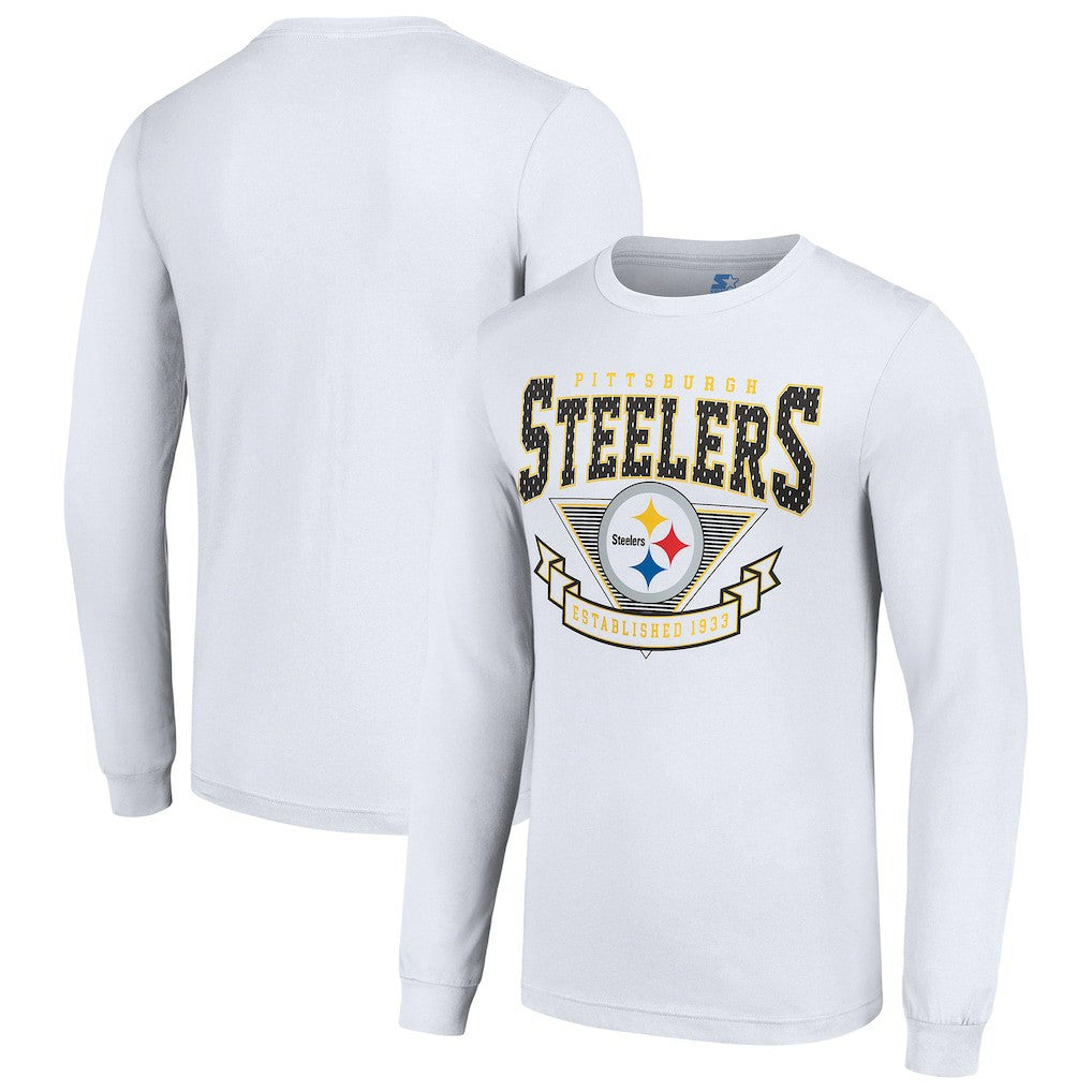 Pittsburgh Steelers Starter '80s Inspired Team Logo Long Sleeve T-Shirt White