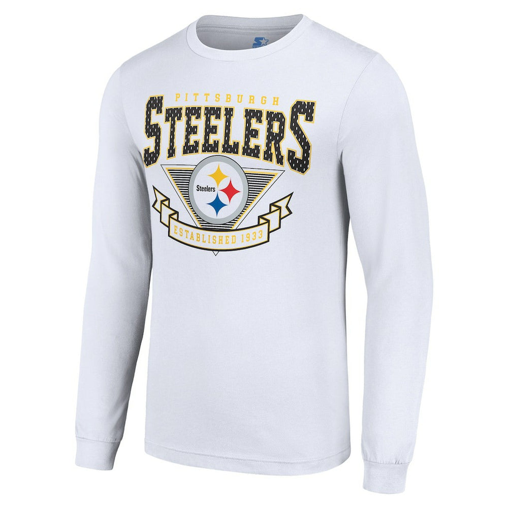 Pittsburgh Steelers Starter '80s Inspired Team Logo Long Sleeve T-Shirt White