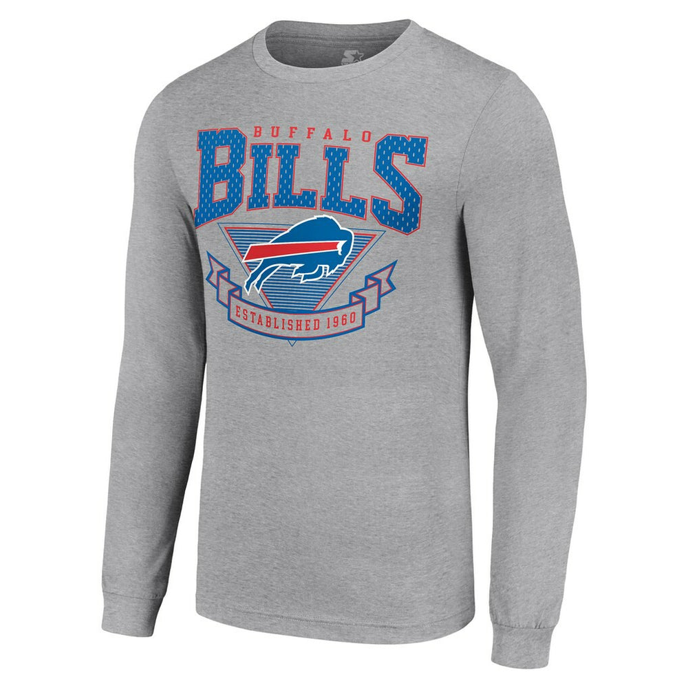 Buffalo Bills Starter '80s Inspired Team Logo Long Sleeve T-Shirt Heather Gray