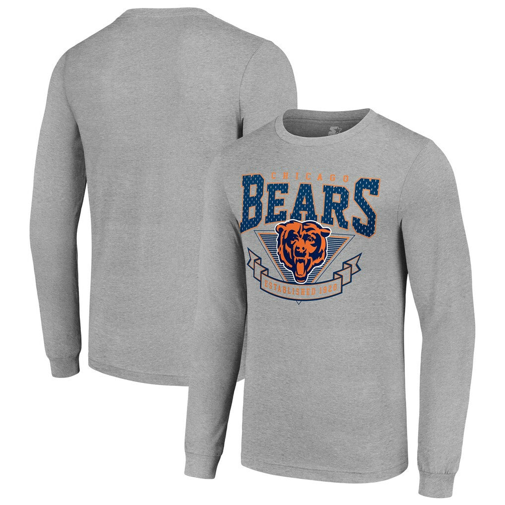 Chicago Bears Starter '80s Inspired Team Logo Long Sleeve T-Shirt Heather Gray