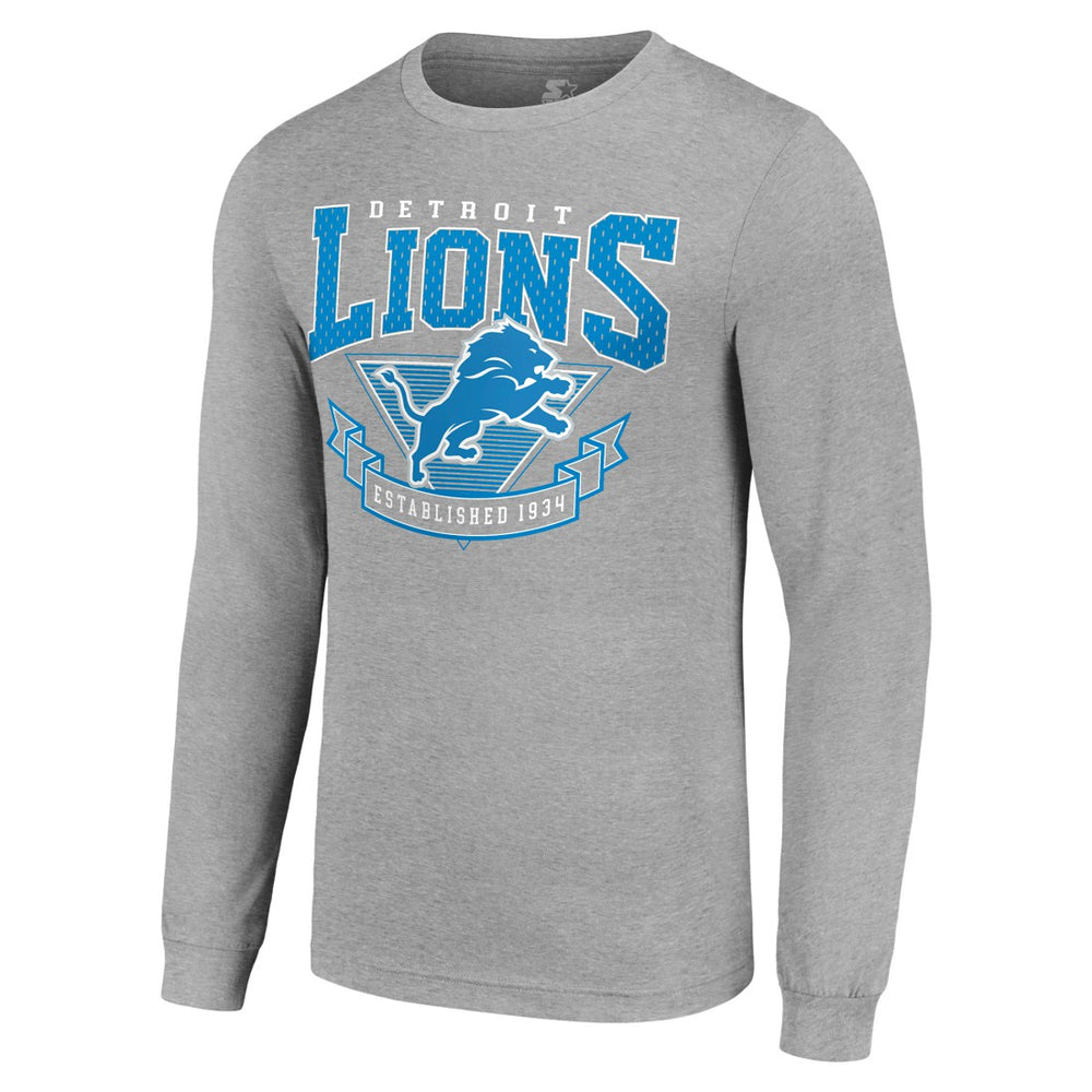 Detroit Lions Starter '80s Inspired Team Logo Long Sleeve T-Shirt Heather Gray