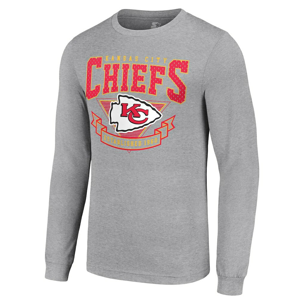 Kansas City Chiefs Starter '80s Inspired Team Logo Long Sleeve T-Shirt Heather Gray