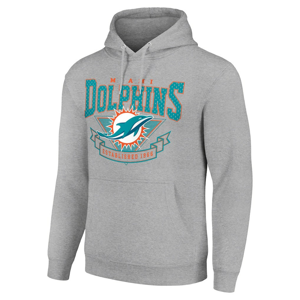Miami Dolphins Starter ‘80s Inspired Pullover Hoodie Heather Gray
