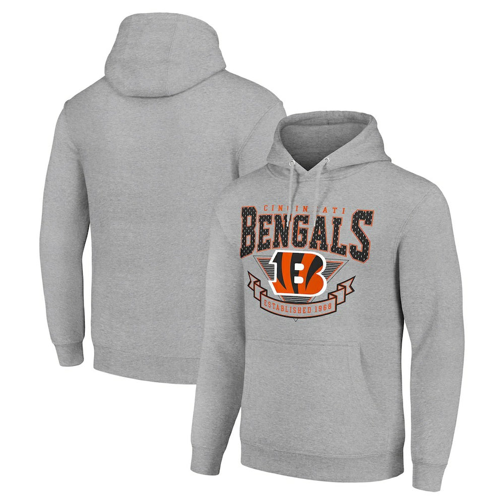 Cincinnati Bengals Starter ‘80s Inspired Pullover Hoodie Heather Gray