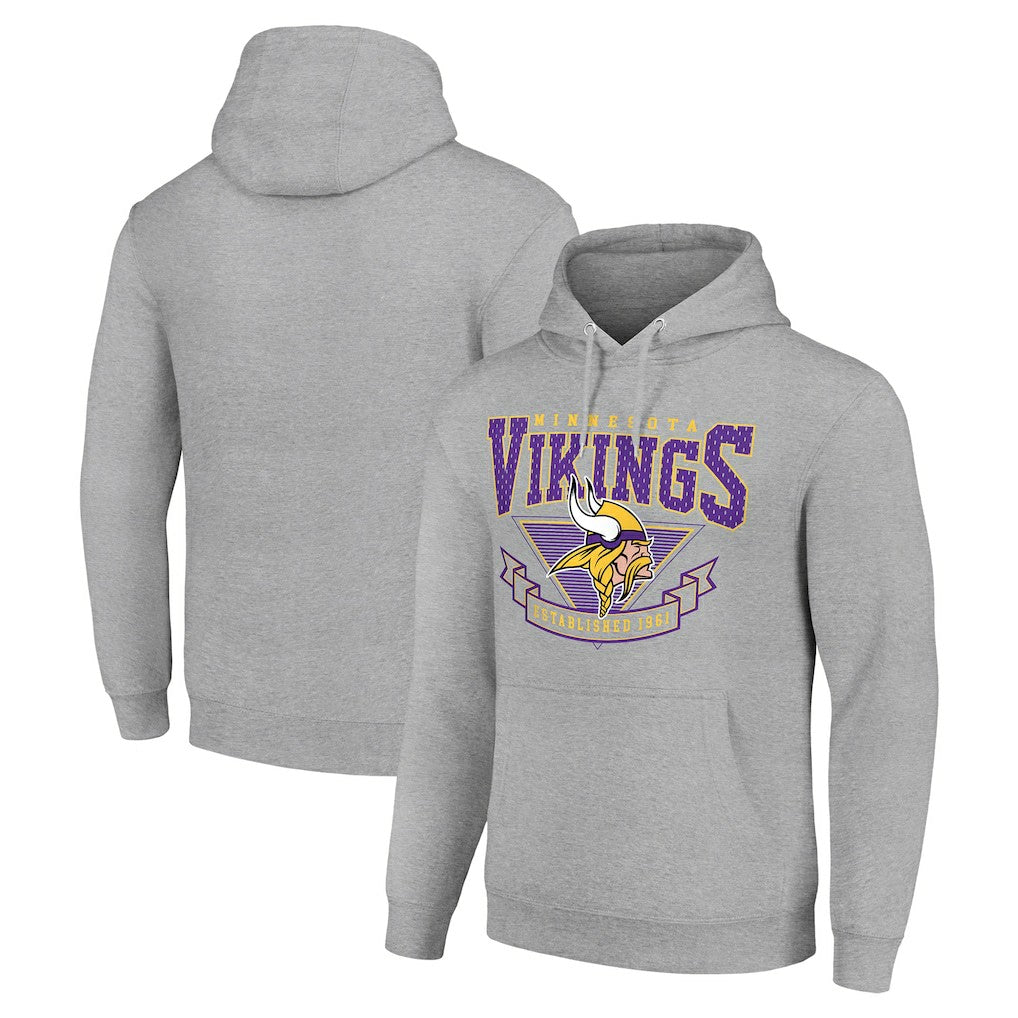 Minnesota Vikings Starter ‘80s Inspired Pullover Hoodie Heather Gray
