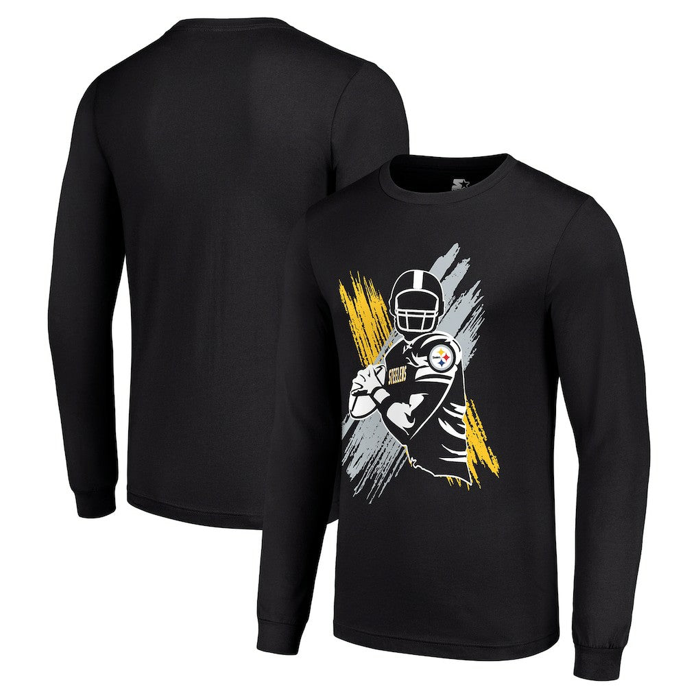 Pittsburgh Steelers Starter Player X Logo Graphic Long Sleeve T-Shirt Black