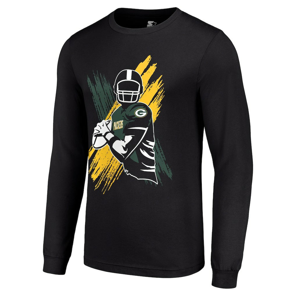 Green Bay Packers Starter Player X Logo Graphic Long Sleeve T-Shirt Black