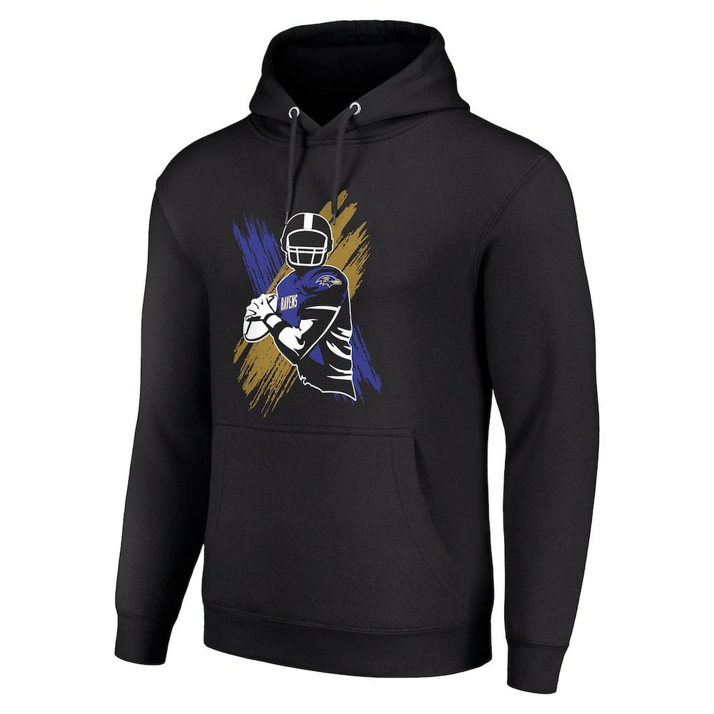 Baltimore Ravens Starter Player X Fleece Pullover Hoodie Black