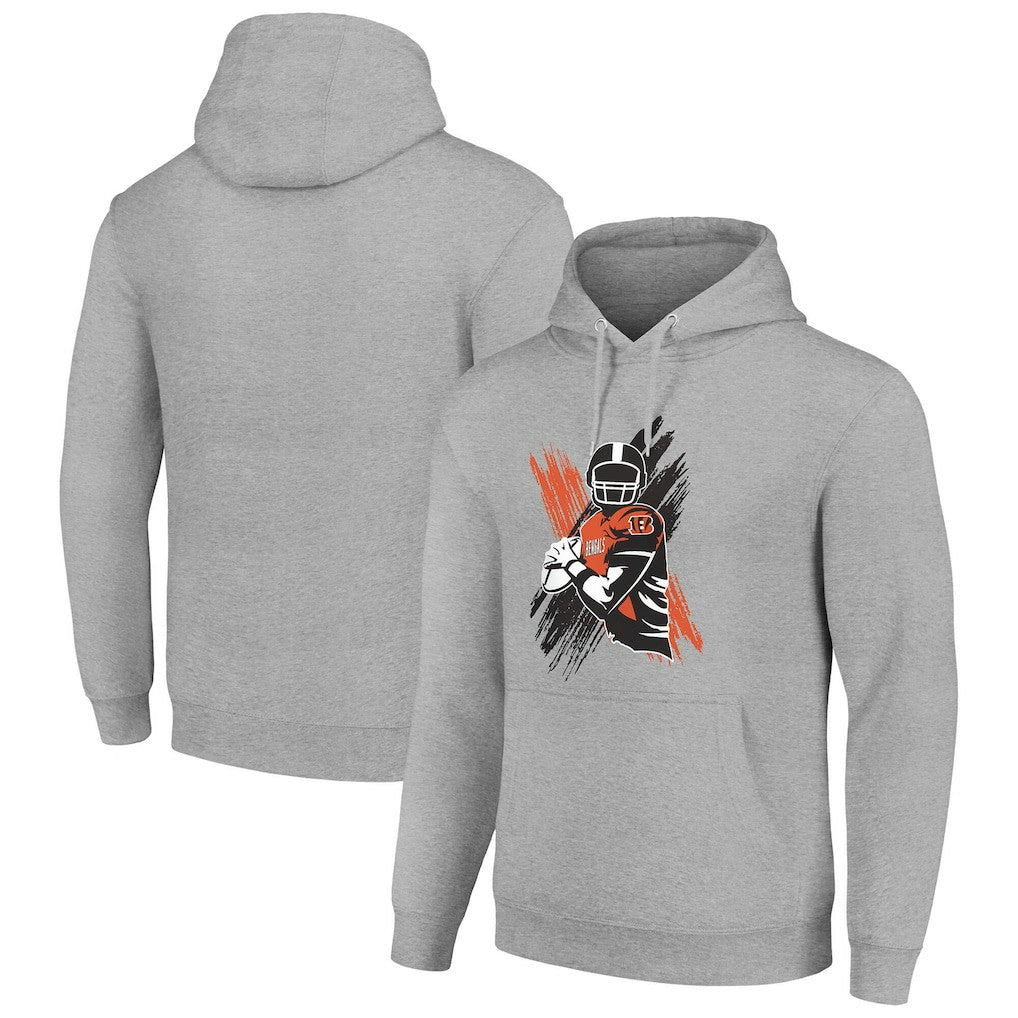 Cincinnati Bengals Starter Player X Fleece Pullover Hoodie Heather Gray