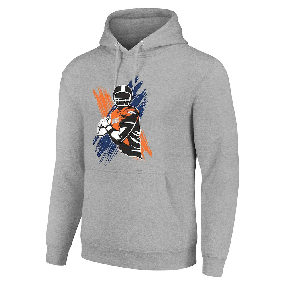 Denver Broncos Starter Player X Fleece Pullover Hoodie Heather Gray