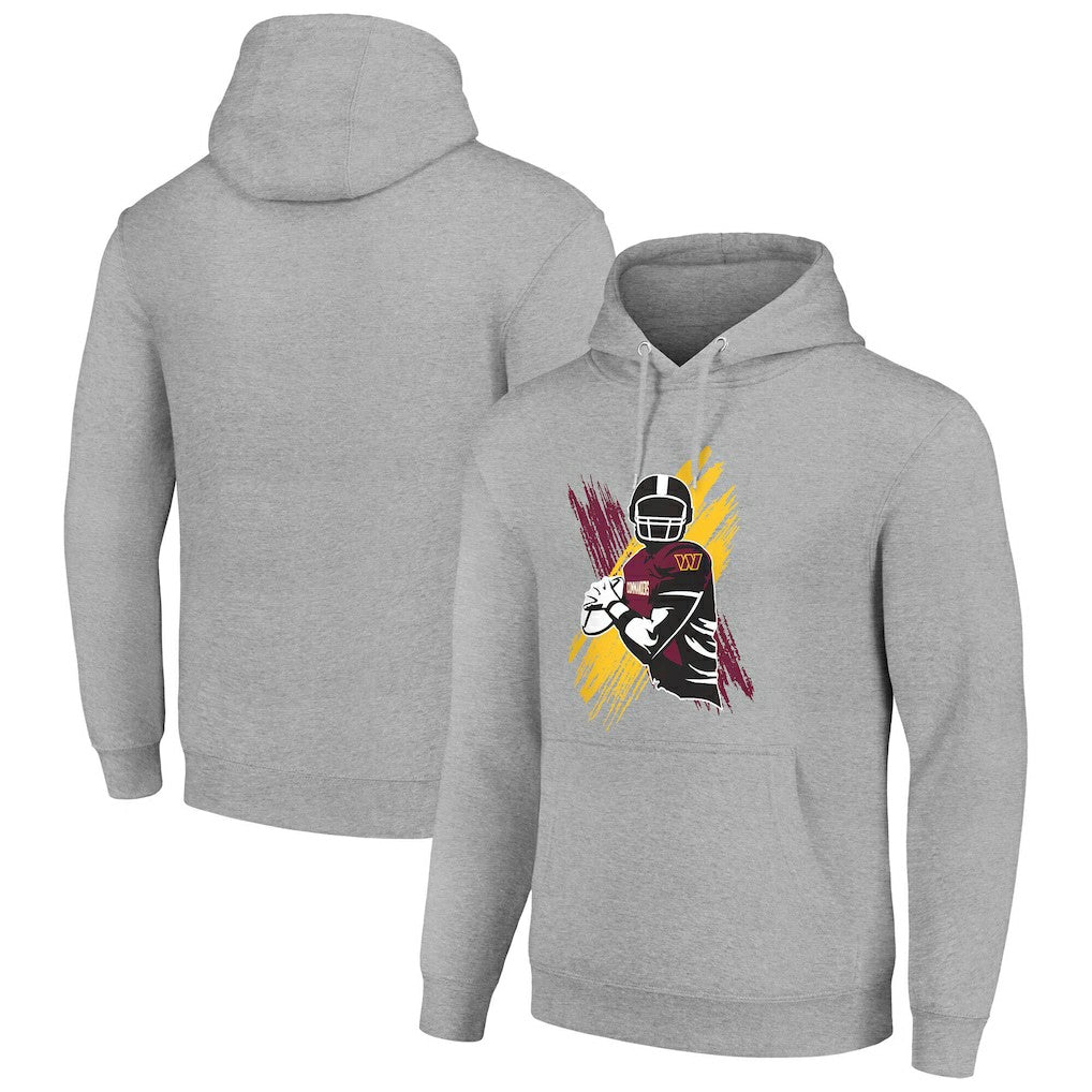 Washington Commanders Starter Player X Fleece Pullover Hoodie Heather Gray