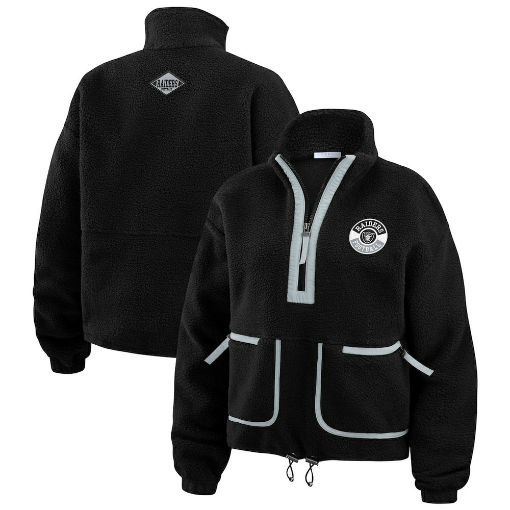 Las Vegas Raiders WEAR by Erin Andrews Women's Polar Fleece Half-Zip Jacket Black