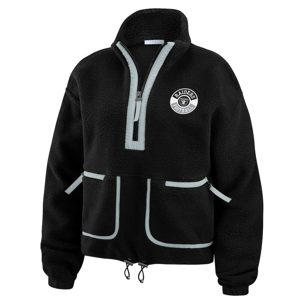 Las Vegas Raiders WEAR by Erin Andrews Women's Polar Fleece Half-Zip Jacket Black