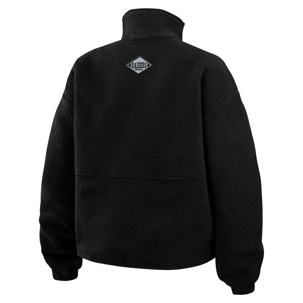 Las Vegas Raiders WEAR by Erin Andrews Women's Polar Fleece Half-Zip Jacket Black
