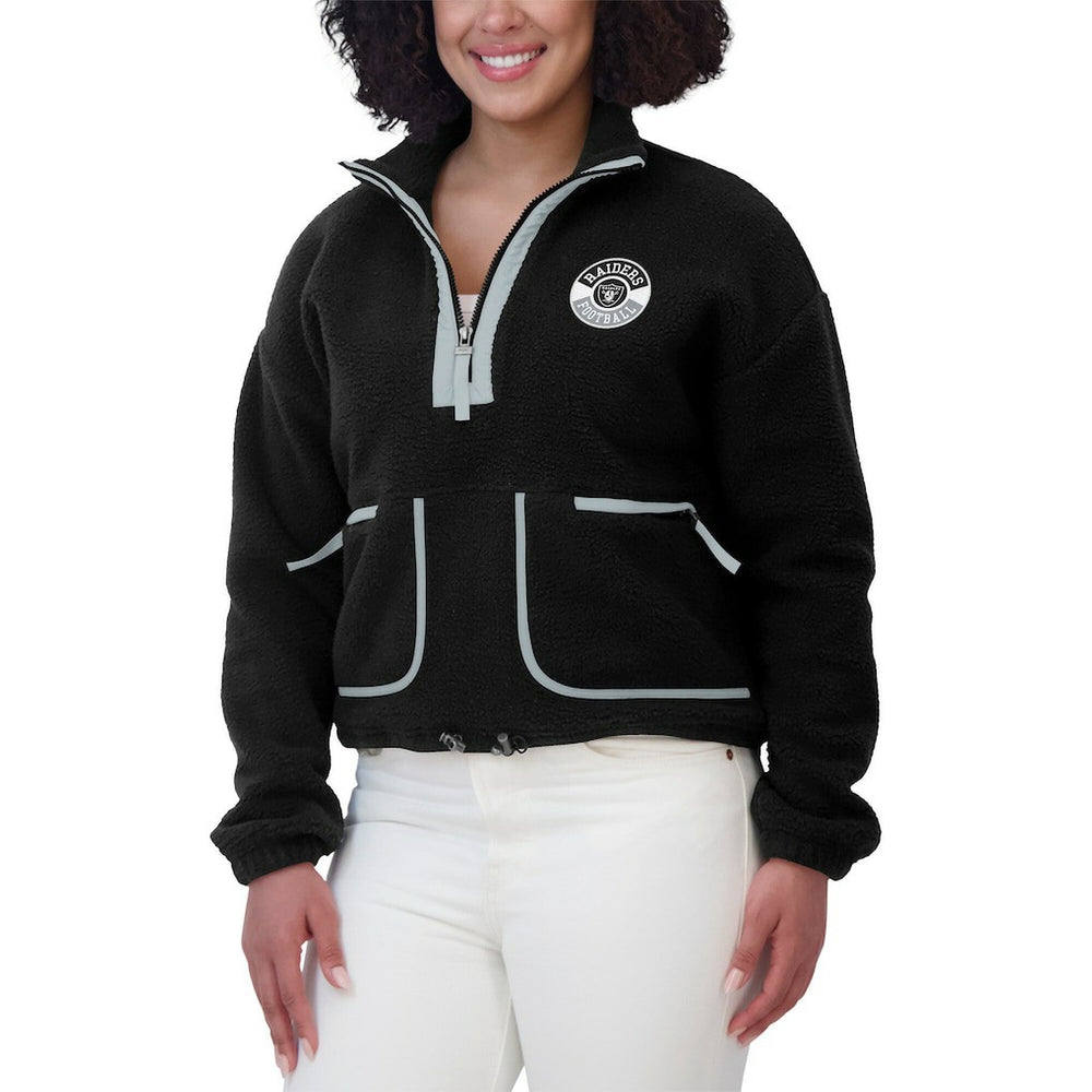 Las Vegas Raiders WEAR by Erin Andrews Women's Polar Fleece Half-Zip Jacket Black