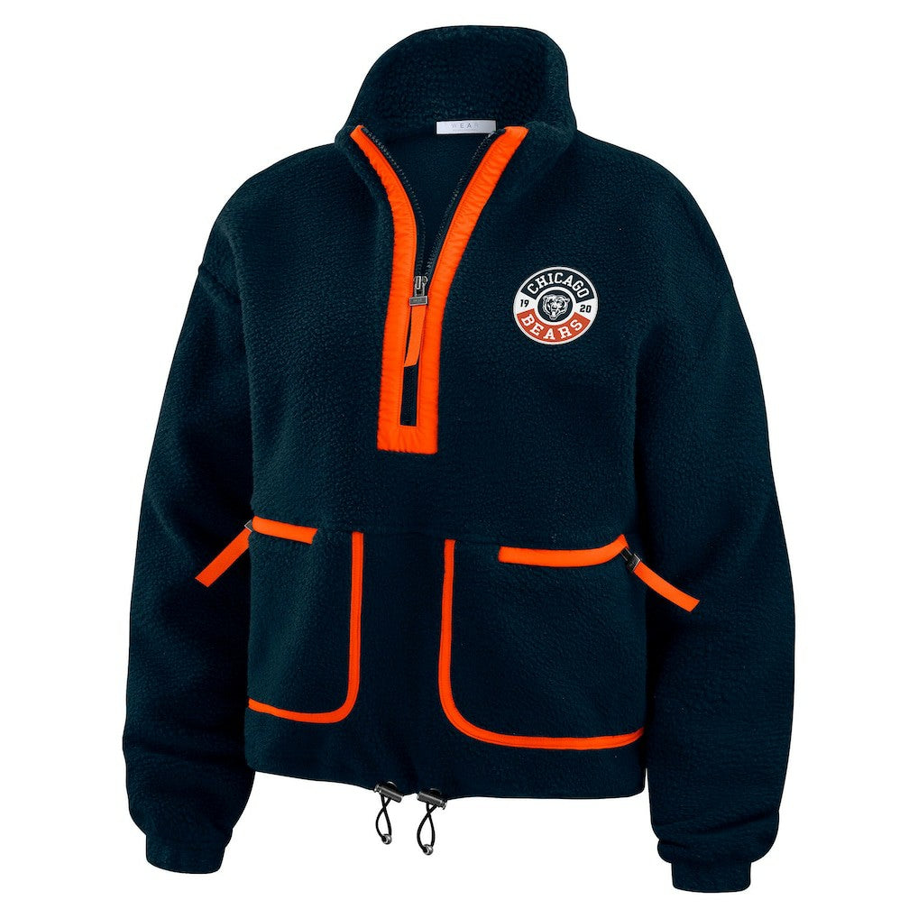 Chicago Bears WEAR by Erin Andrews Women's Polar Fleece Half-Zip Jacket Navy