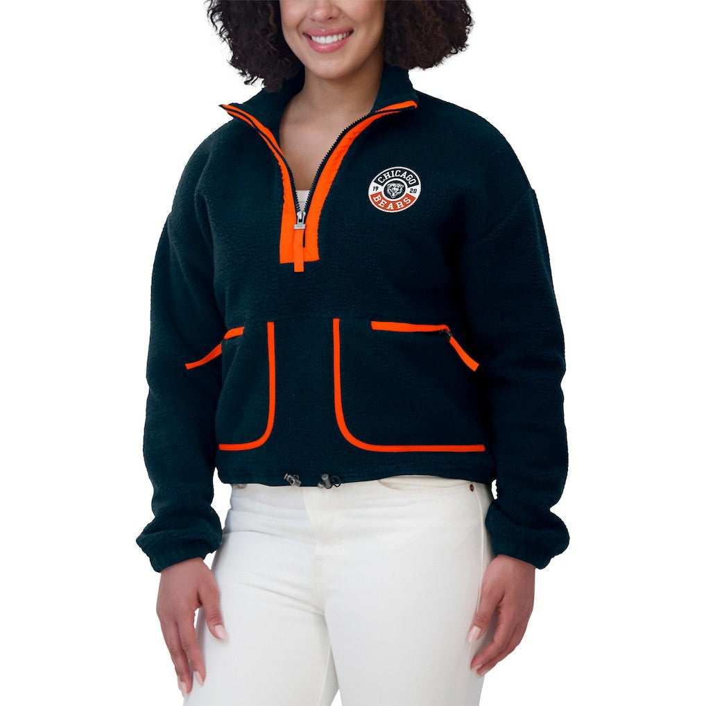 Chicago Bears WEAR by Erin Andrews Women's Polar Fleece Half-Zip Jacket Navy
