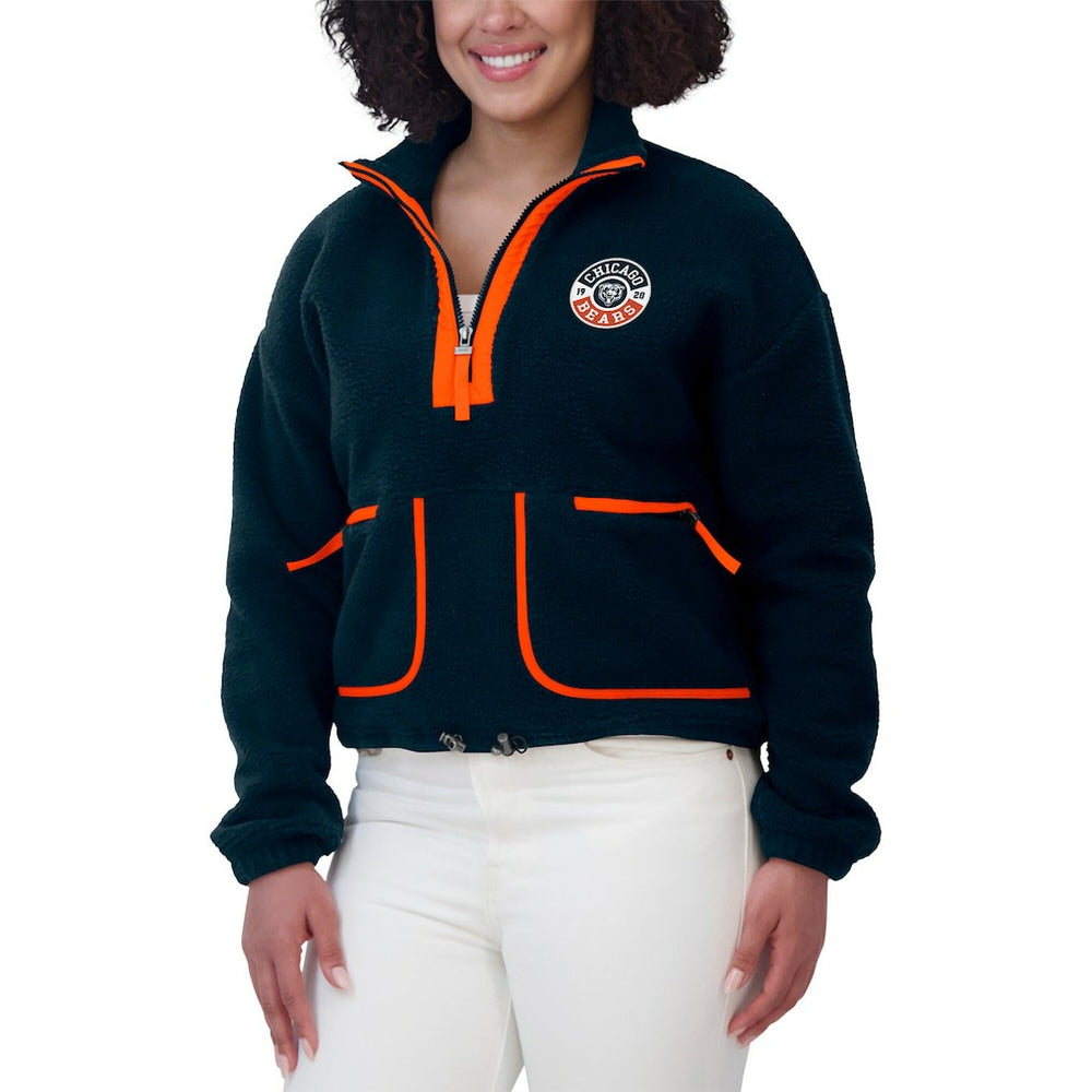 Chicago Bears WEAR by Erin Andrews Women's Polar Fleece Half-Zip Jacket Navy