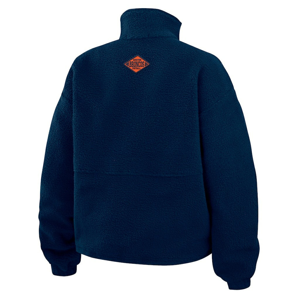 Denver Broncos WEAR by Erin Andrews Women's Polar Fleece Half-Zip Jacket Navy
