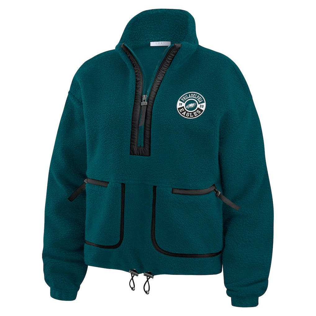 Philadelphia Eagles WEAR by Erin Andrews Women's Polar Fleece Half-Zip Jacket Midnight Green