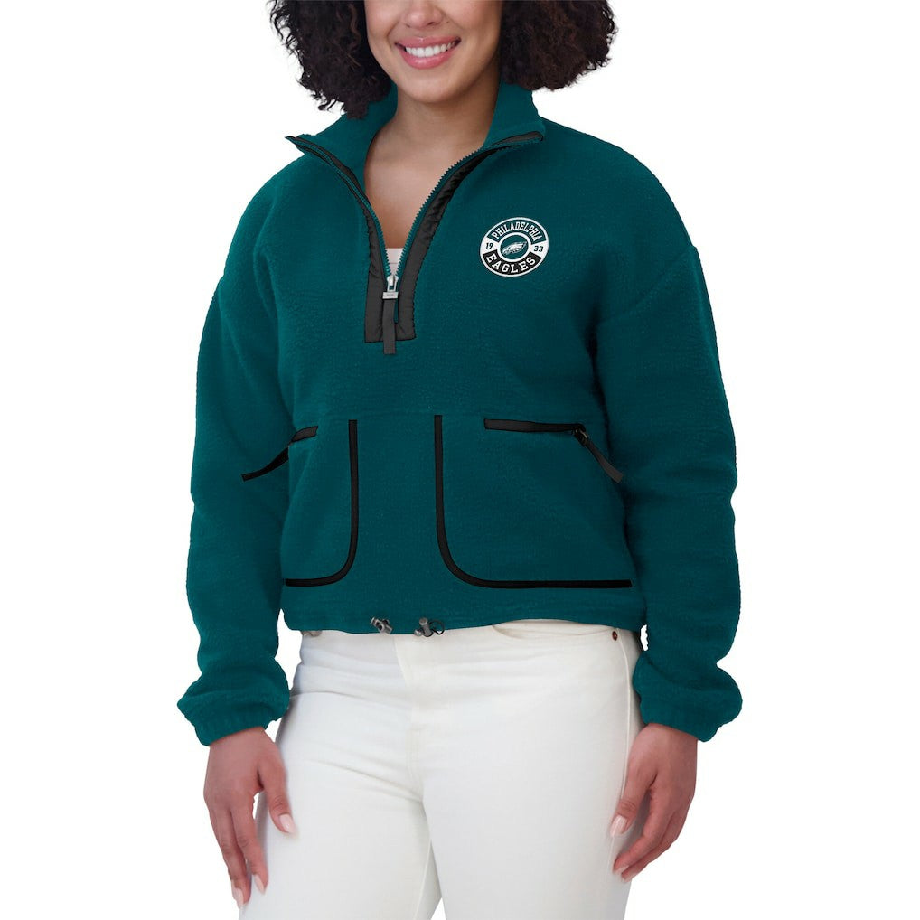 Philadelphia Eagles WEAR by Erin Andrews Women's Polar Fleece Half-Zip Jacket Midnight Green