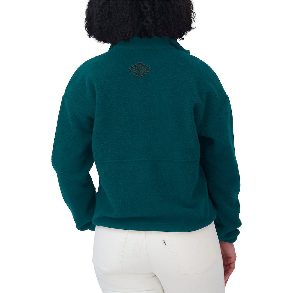 Philadelphia Eagles WEAR by Erin Andrews Women's Polar Fleece Half-Zip Jacket Midnight Green