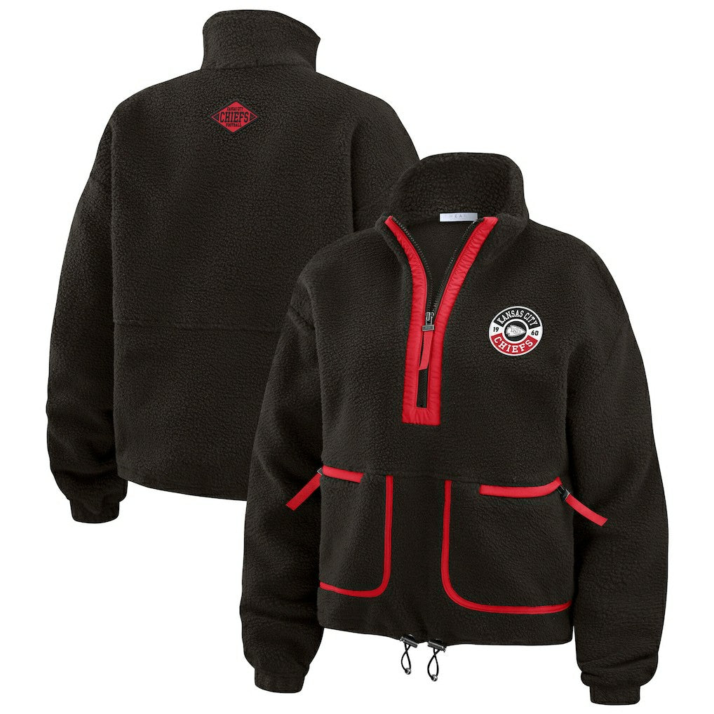 Kansas City Chiefs WEAR by Erin Andrews Women's Polar Fleece Half-Zip Jacket Black