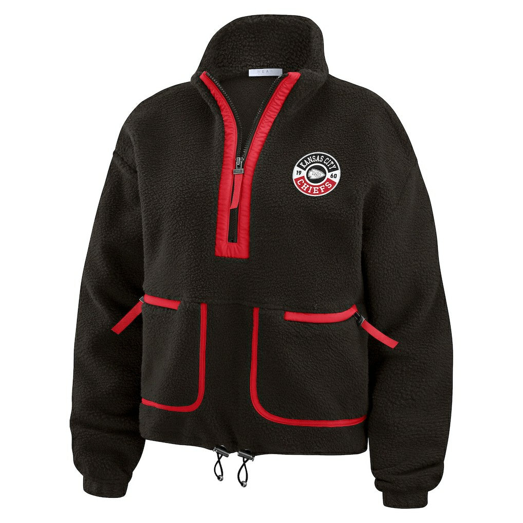 Kansas City Chiefs WEAR by Erin Andrews Women's Polar Fleece Half-Zip Jacket Black