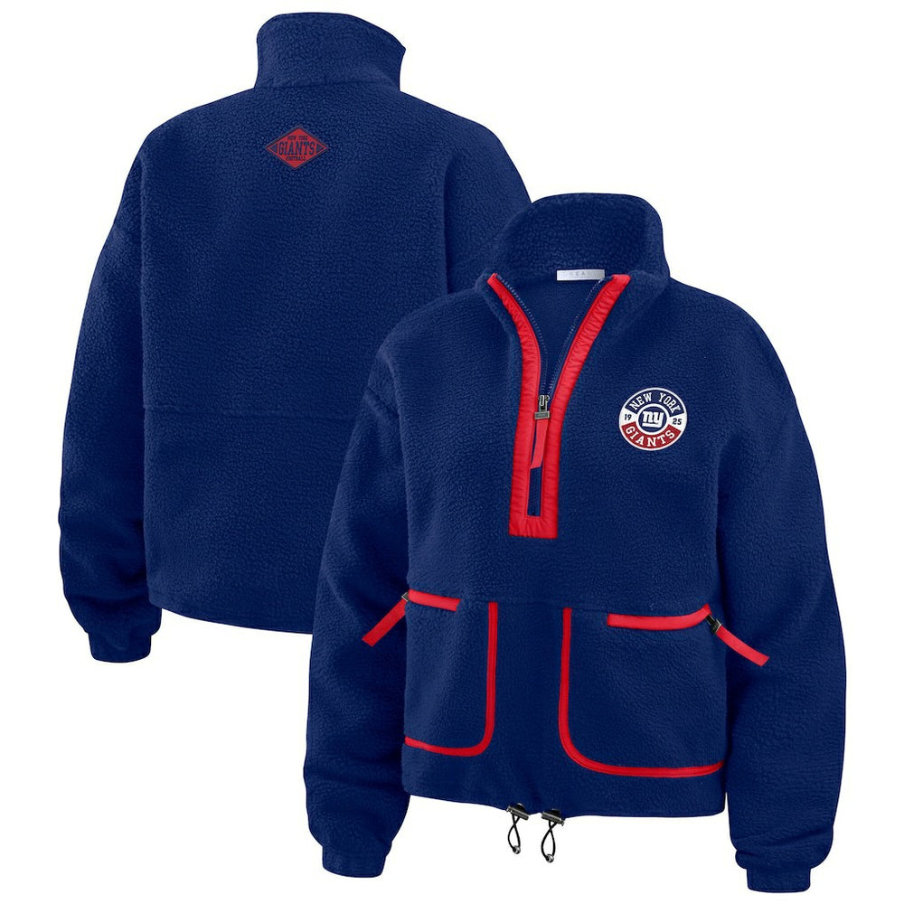 New York Giants WEAR by Erin Andrews Women's Polar Fleece Half-Zip Jacket Royal