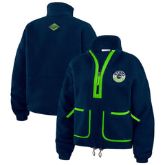 Seattle Seahawks WEAR by Erin Andrews Women's Polar Fleece Half-Zip Jacket College Navy