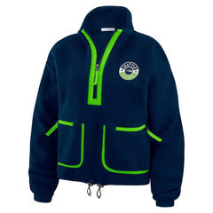 Seattle Seahawks WEAR by Erin Andrews Women's Polar Fleece Half-Zip Jacket College Navy