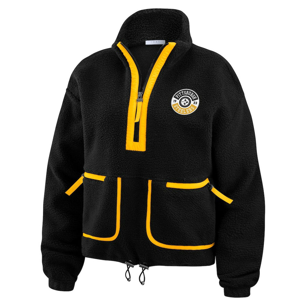 Pittsburgh Steelers WEAR by Erin Andrews Women's Polar Fleece Half-Zip Jacket Black