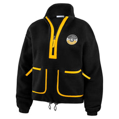 Pittsburgh Steelers WEAR by Erin Andrews Women's Polar Fleece Half-Zip Jacket Black
