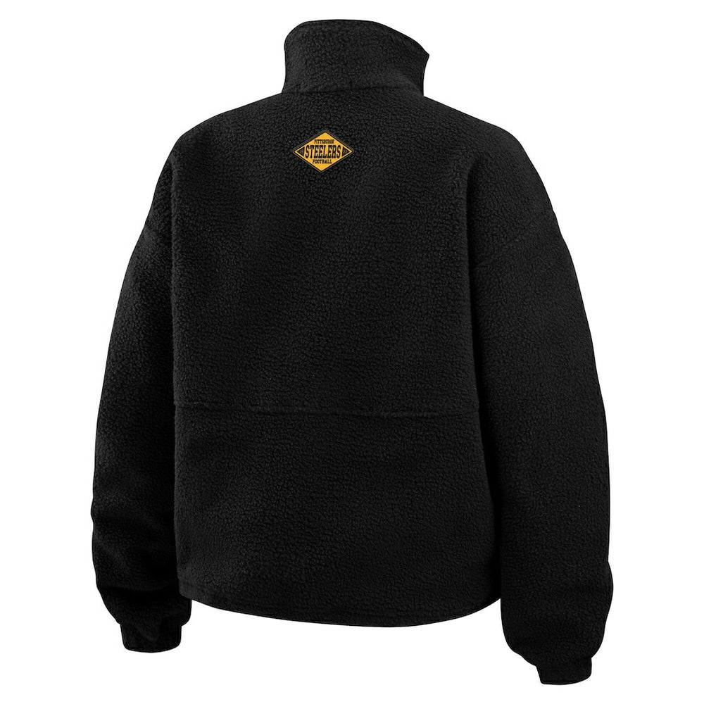 Pittsburgh Steelers WEAR by Erin Andrews Women's Polar Fleece Half-Zip Jacket Black