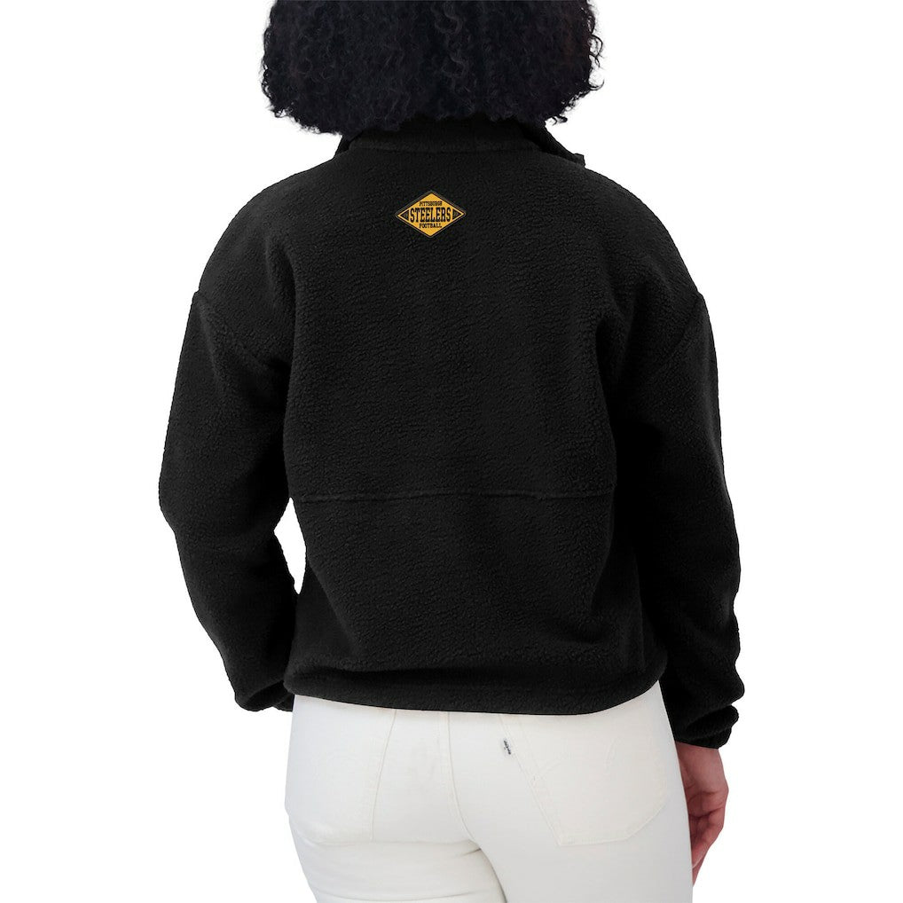 Pittsburgh Steelers WEAR by Erin Andrews Women's Polar Fleece Half-Zip Jacket Black