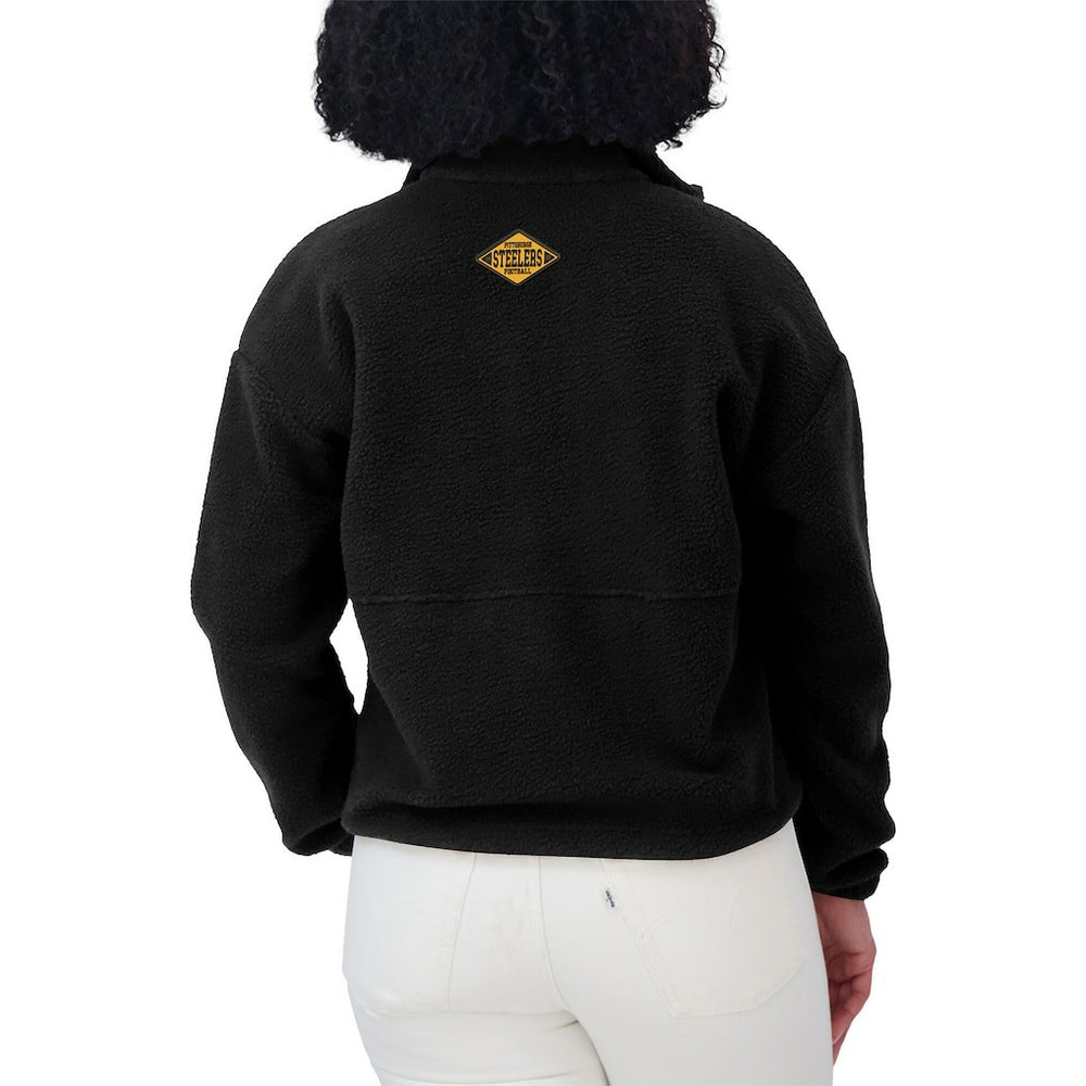 Pittsburgh Steelers WEAR by Erin Andrews Women's Polar Fleece Half-Zip Jacket Black
