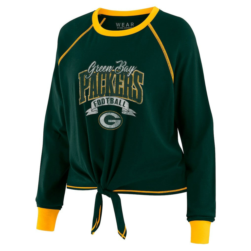Green Bay Packers WEAR by Erin Andrews Women's Tie-Front Long Sleeve Top Green/Gold