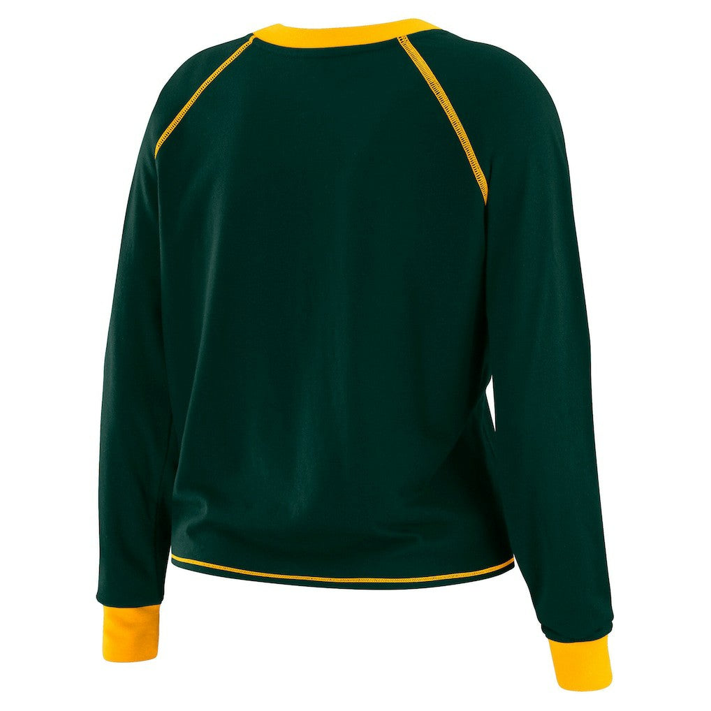 Green Bay Packers WEAR by Erin Andrews Women's Tie-Front Long Sleeve Top Green/Gold