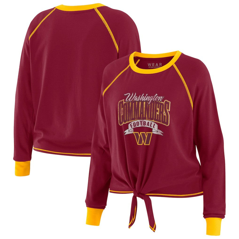 Washington Commanders WEAR by Erin Andrews Women's Tie-Front Long Sleeve Top Burgundy/Gold