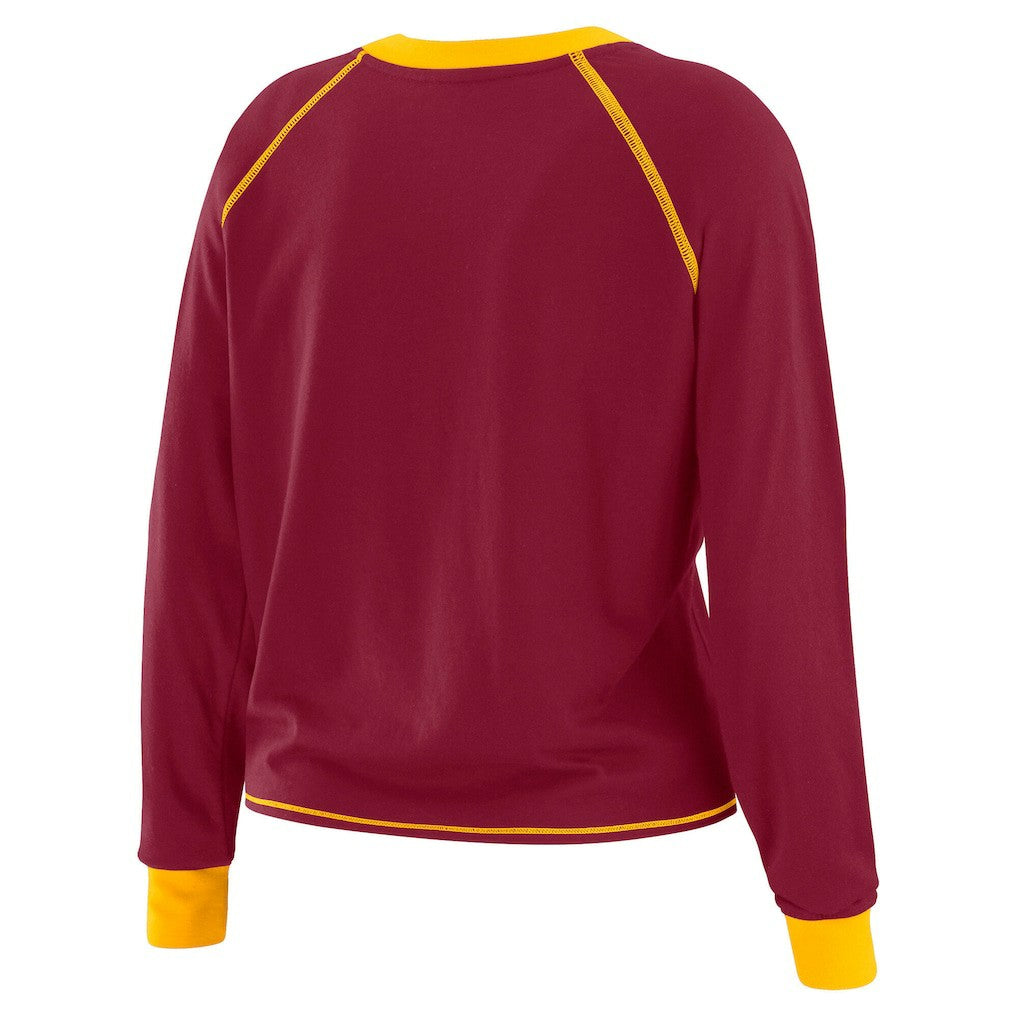 Washington Commanders WEAR by Erin Andrews Women's Tie-Front Long Sleeve Top Burgundy/Gold