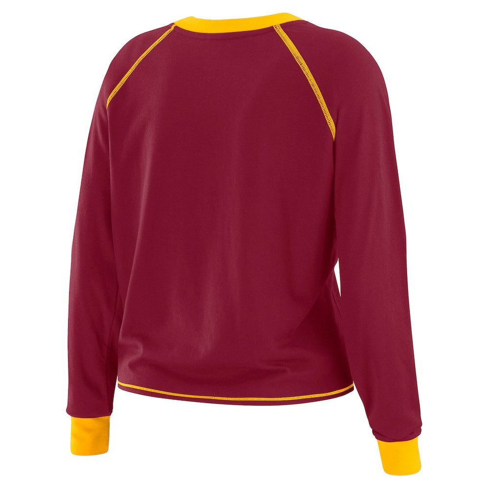 Washington Commanders WEAR by Erin Andrews Women's Tie-Front Long Sleeve Top Burgundy/Gold