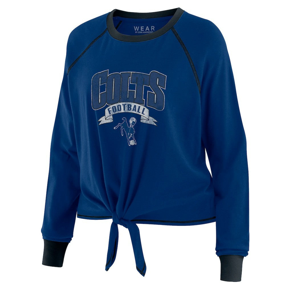 Indianapolis Colts WEAR by Erin Andrews Women's Tie-Front Long Sleeve Top Royal/Black