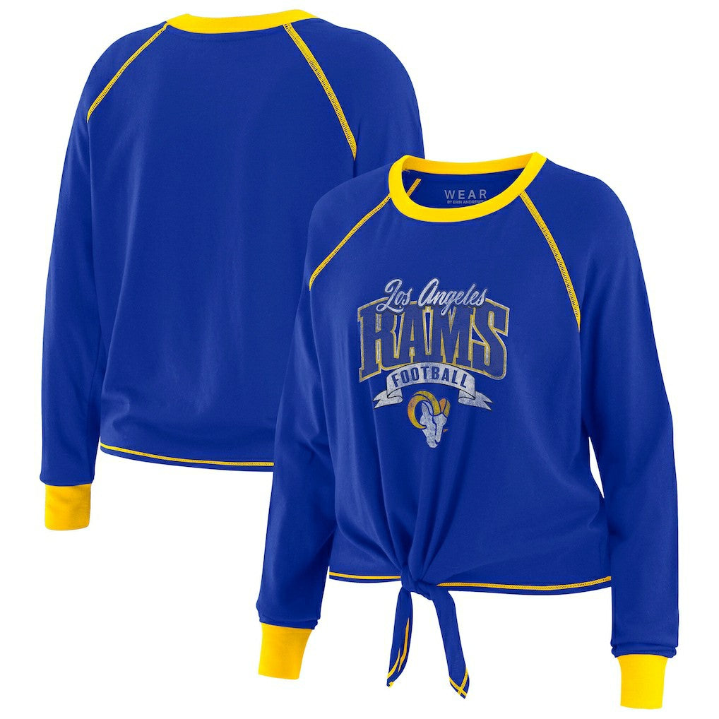 Los Angeles Rams WEAR by Erin Andrews Women's Tie-Front Long Sleeve Top Royal/Gold
